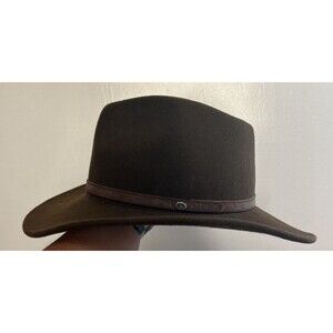 Jaxon Hats Crushable Wool Felt Outback Hat Brown Size Large Leather band Western